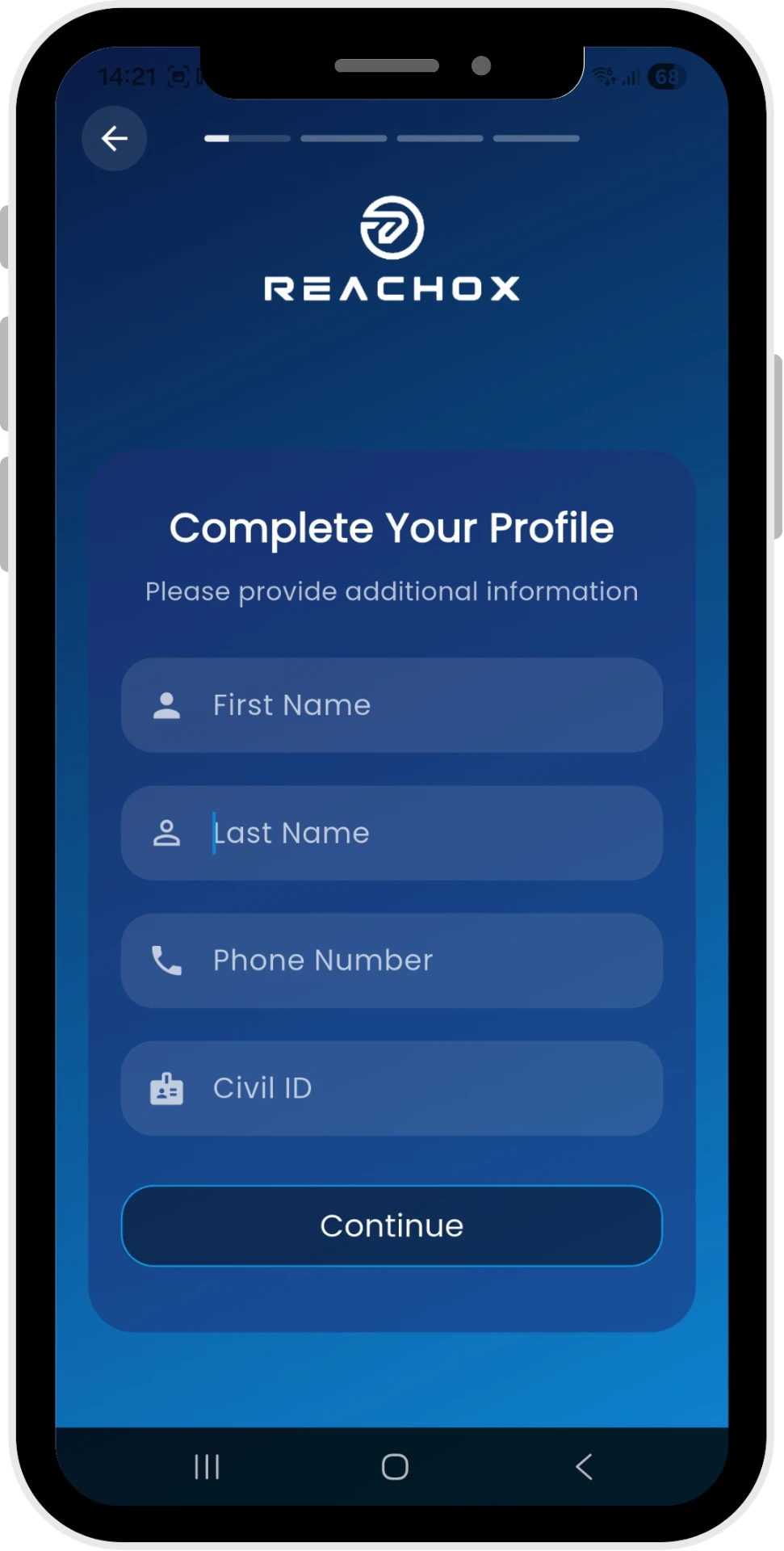 Reachox mobile app screen 2